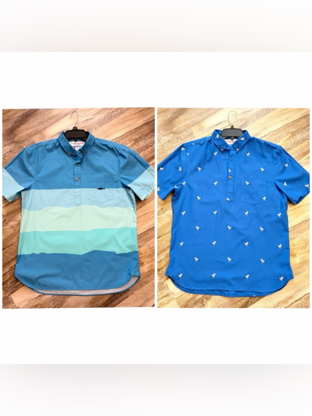 Set of 2 The Nutter By Chubbies Popover Shirt Mens Short Sleeve 1/3 Button L‎